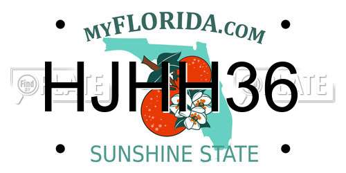 HJHH36 Florida License Plate