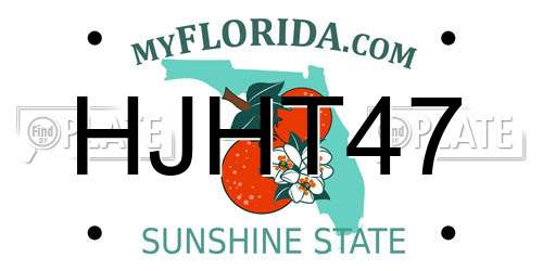 HJHT47 Florida License Plate