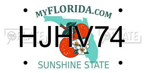 HJHV74 Florida License Plate