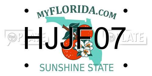 HJJF07 Florida License Plate