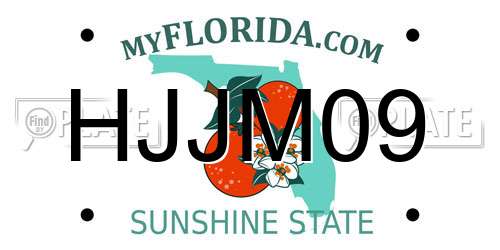 HJJM09 Florida License Plate