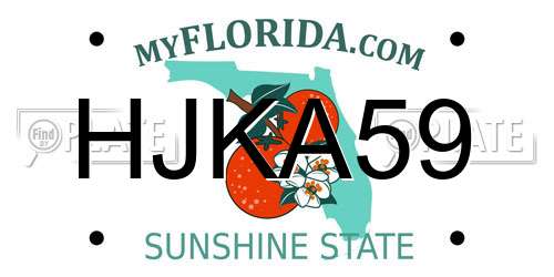 HJKA59 Florida License Plate