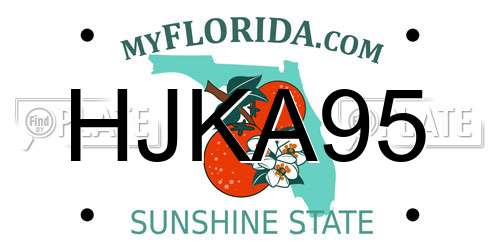 HJKA95 Florida License Plate
