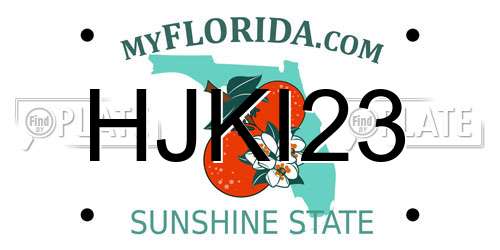 HJKI23 Florida License Plate