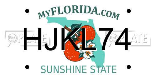 HJKL74 Florida License Plate