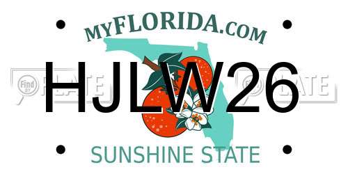 HJLW26 Florida License Plate