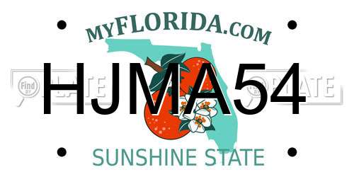 HJMA54 Florida License Plate