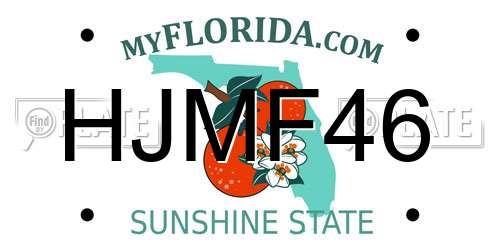 HJMF46 Florida License Plate