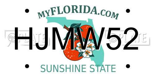 HJMW52 Florida License Plate
