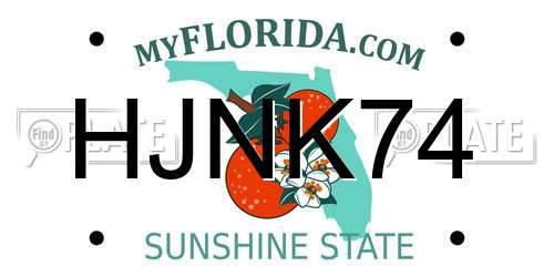 HJNK74 Florida License Plate