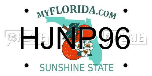 HJNP96 Florida License Plate