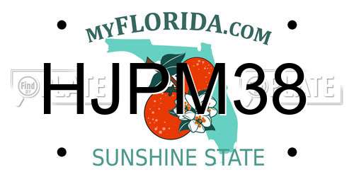HJPM38 Florida License Plate