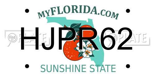 HJPR62 Florida License Plate