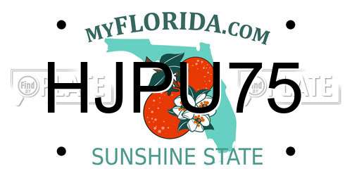 HJPU75 Florida License Plate