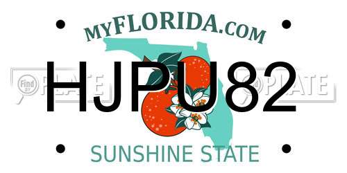 HJPU82 Florida License Plate