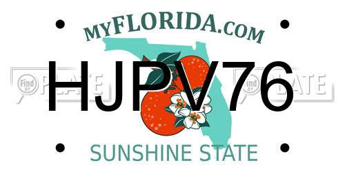 HJPV76 Florida License Plate