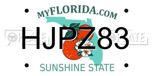 HJPZ83 Florida License Plate