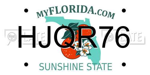HJQR76 Florida License Plate