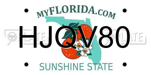 HJQV80 Florida License Plate