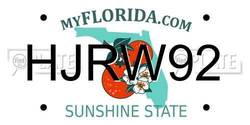 HJRW92 Florida License Plate