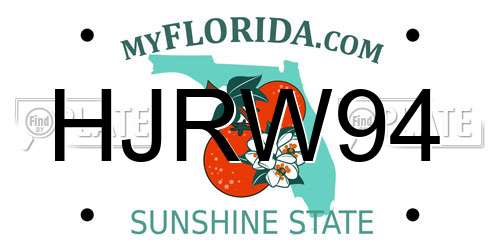 HJRW94 Florida License Plate