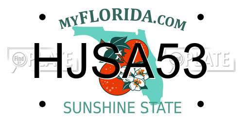 HJSA53 Florida License Plate