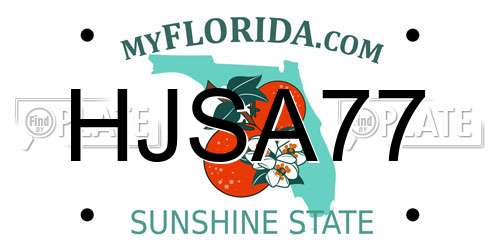 HJSA77 Florida License Plate