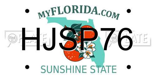 HJSP76 Florida License Plate