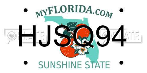 HJSQ94 Florida License Plate