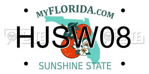 HJSW08 Florida License Plate