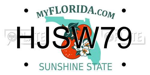 HJSW79 Florida License Plate