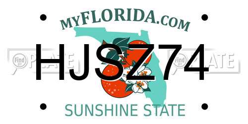 HJSZ74 Florida License Plate