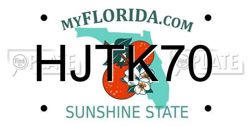 HJTK70 Florida License Plate