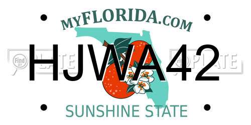 HJWA42 Florida License Plate