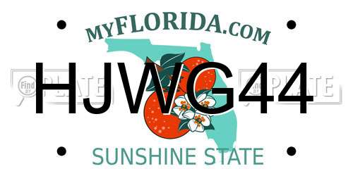 HJWG44 Florida License Plate