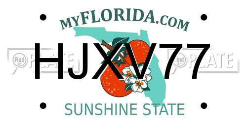 HJXV77 Florida License Plate