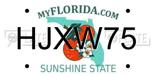 HJXW75 Florida License Plate