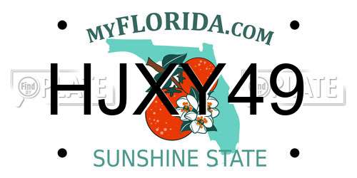 HJXY49 Florida License Plate