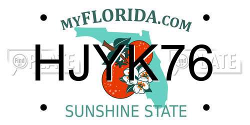 HJYK76 Florida License Plate