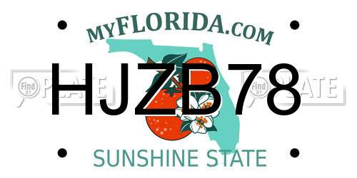 HJZB78 Florida License Plate