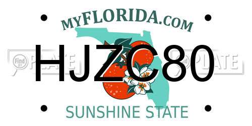 HJZC80 Florida License Plate