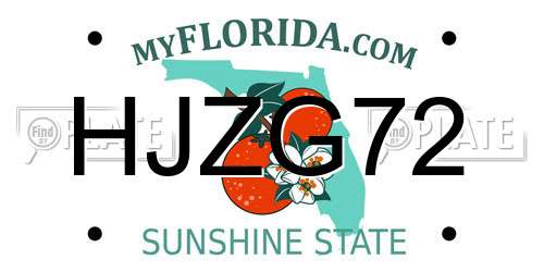 HJZG72 Florida License Plate