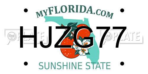 HJZG77 Florida License Plate