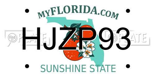 HJZP93 Florida License Plate
