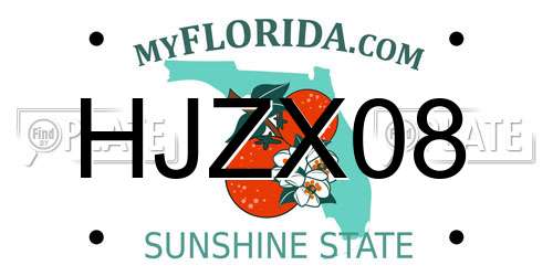 HJZX08 Florida License Plate
