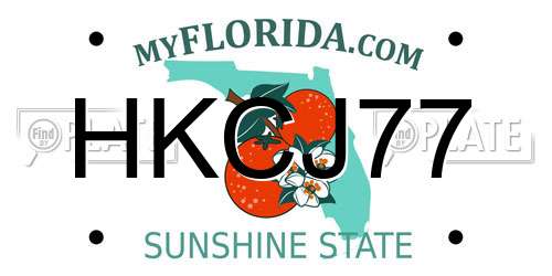 HKCJ77 Florida License Plate