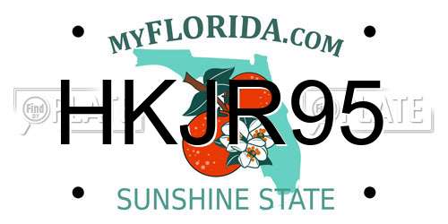 HKJR95 Florida License Plate