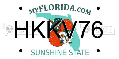 HKKV76 Florida License Plate
