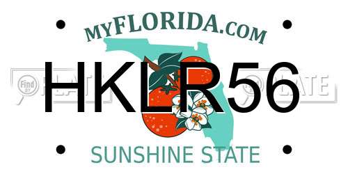 HKLR56 Florida License Plate