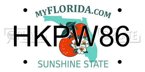 HKPW86 Florida License Plate